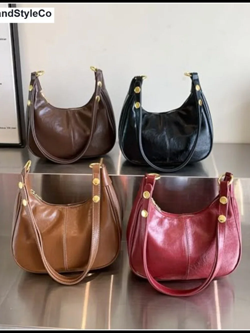 Faux Leather Hobo Bag Adjustable Strap Women Handbag Purse